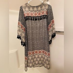 A-line dress with gorgeous pattern and tassel